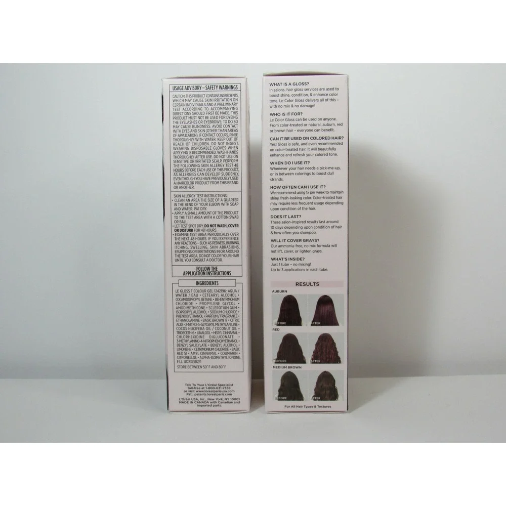 Lot of 2 Loreal Le Color Gloss One Step Toning Auburn Boosts Hair Shine NEW